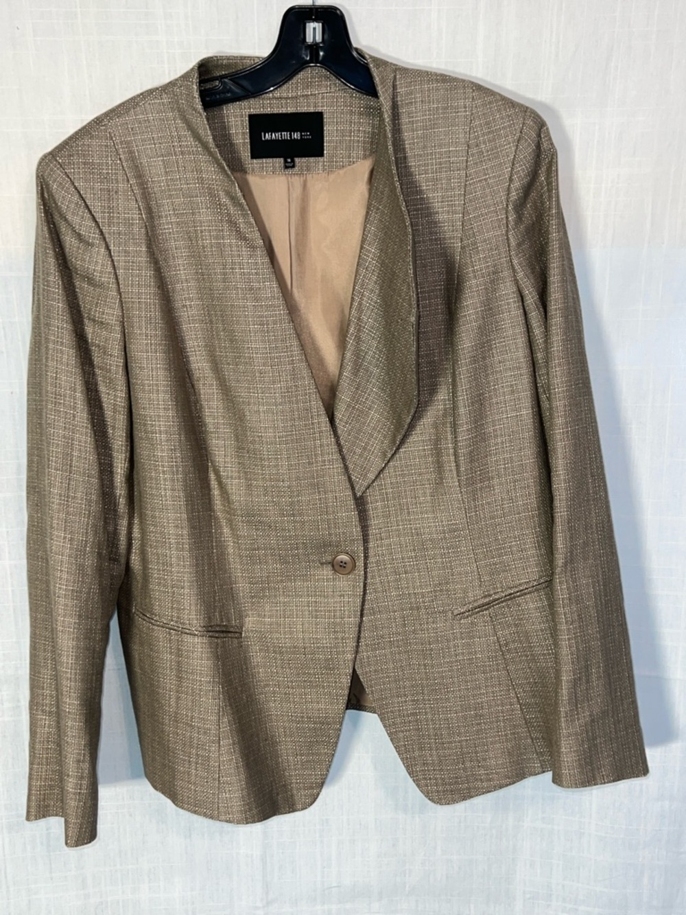 Lafayette 148 New York Taupe Textured Single-Button Blazer